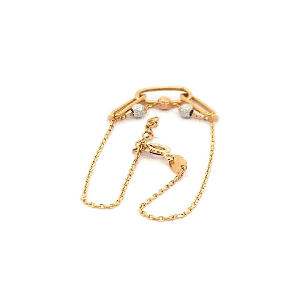 18K Gold Bracelet Cable Chain White Rose Yellow Gold Beads S 6.5 inches 0.5" ext - Picture 12 of 12